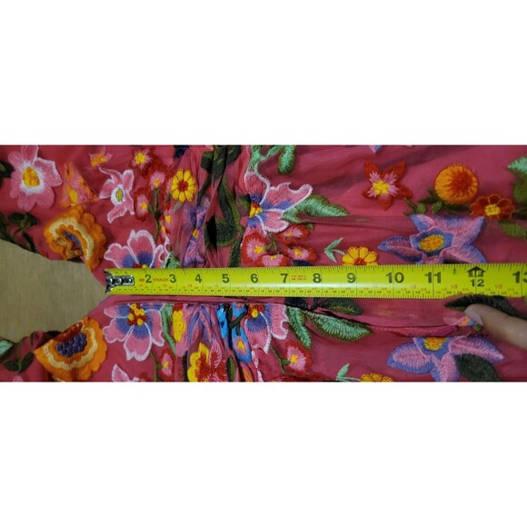 Jessakae Hibiscus Sleeveless Empire Waist Midi Dress Size 2X Embroidered Floral - Picture 14 of 15